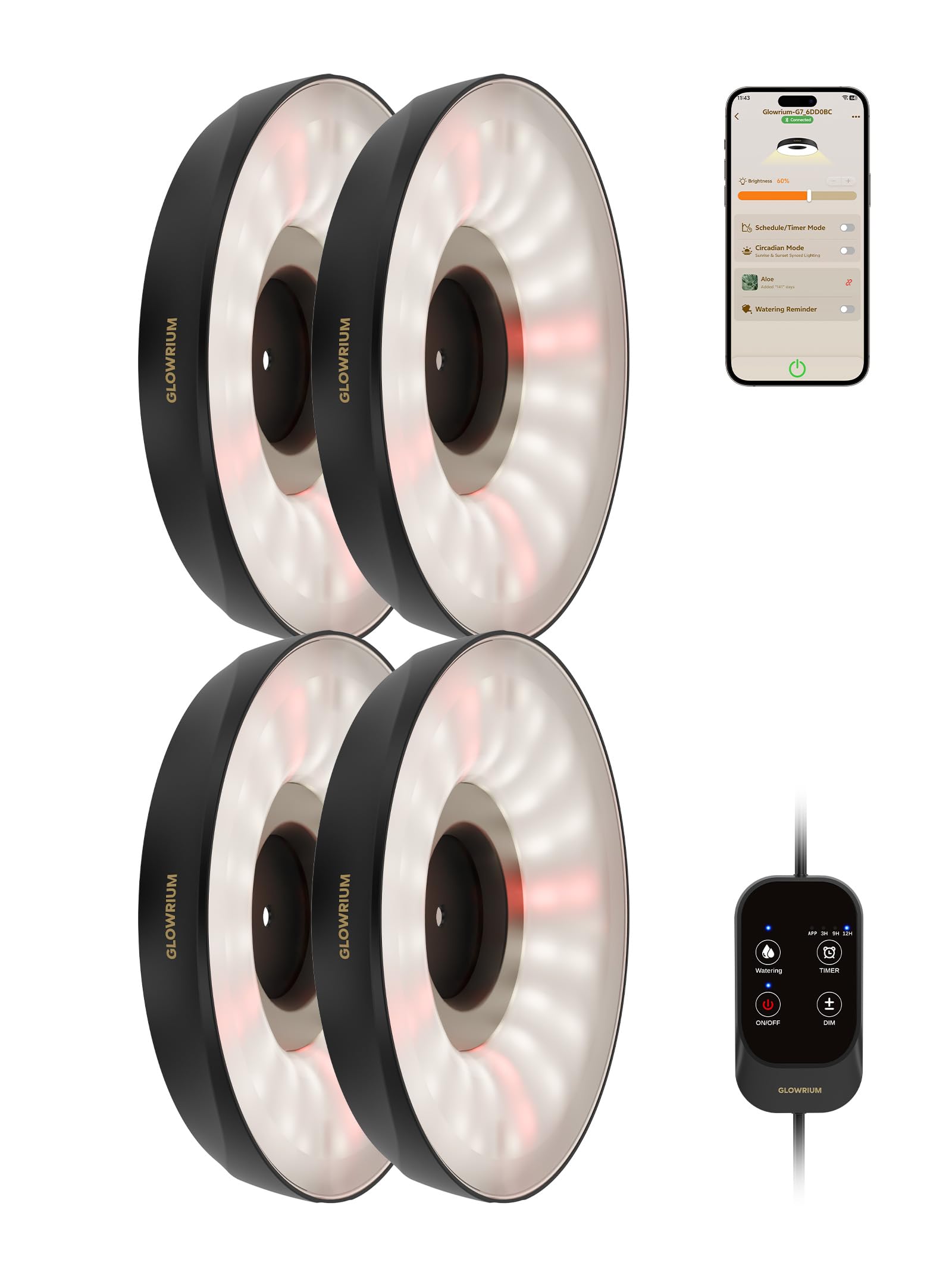 GLOWRIUM puck G7 front view showing compact design and even light output benefit