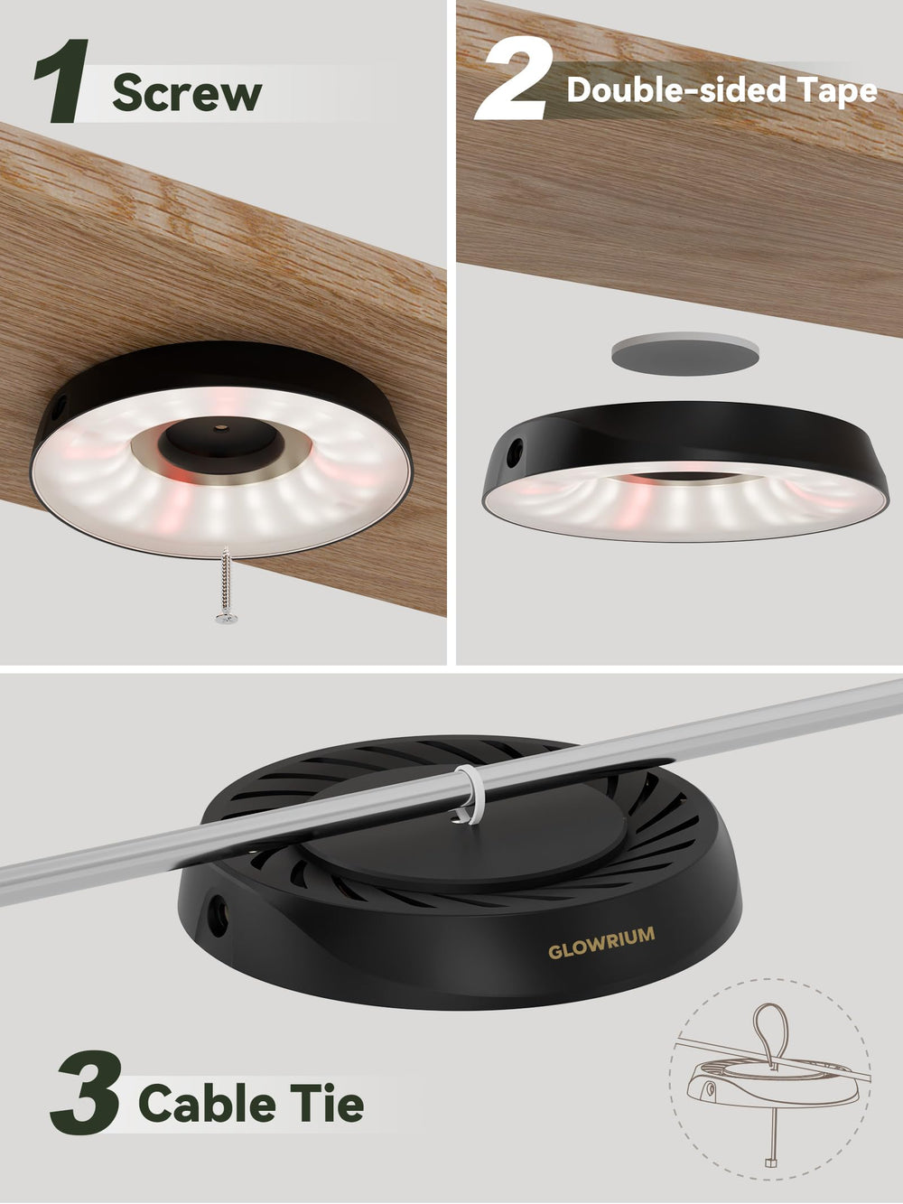 GLOWRIUM puck G7 next to a plant pot to show scale and space-saving benefit