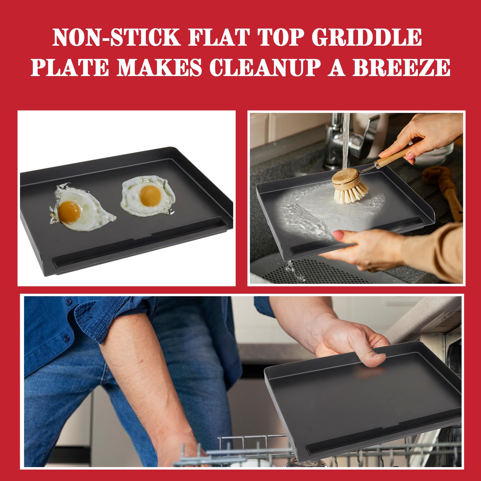 GLOWYE griddle plate cooking steak and vegetables for versatile indoor grilling