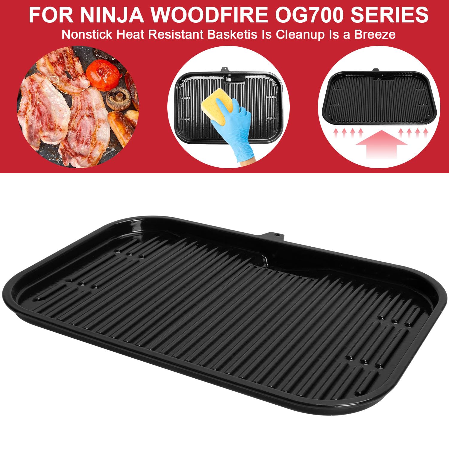 GLOWYE striped edge capturing grease and reducing splatter for cleaner cooking