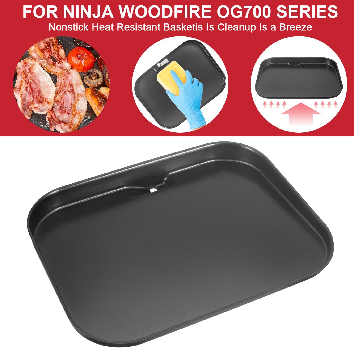 GLOWYE griddle striped edge channel trapping grease and reducing splatter