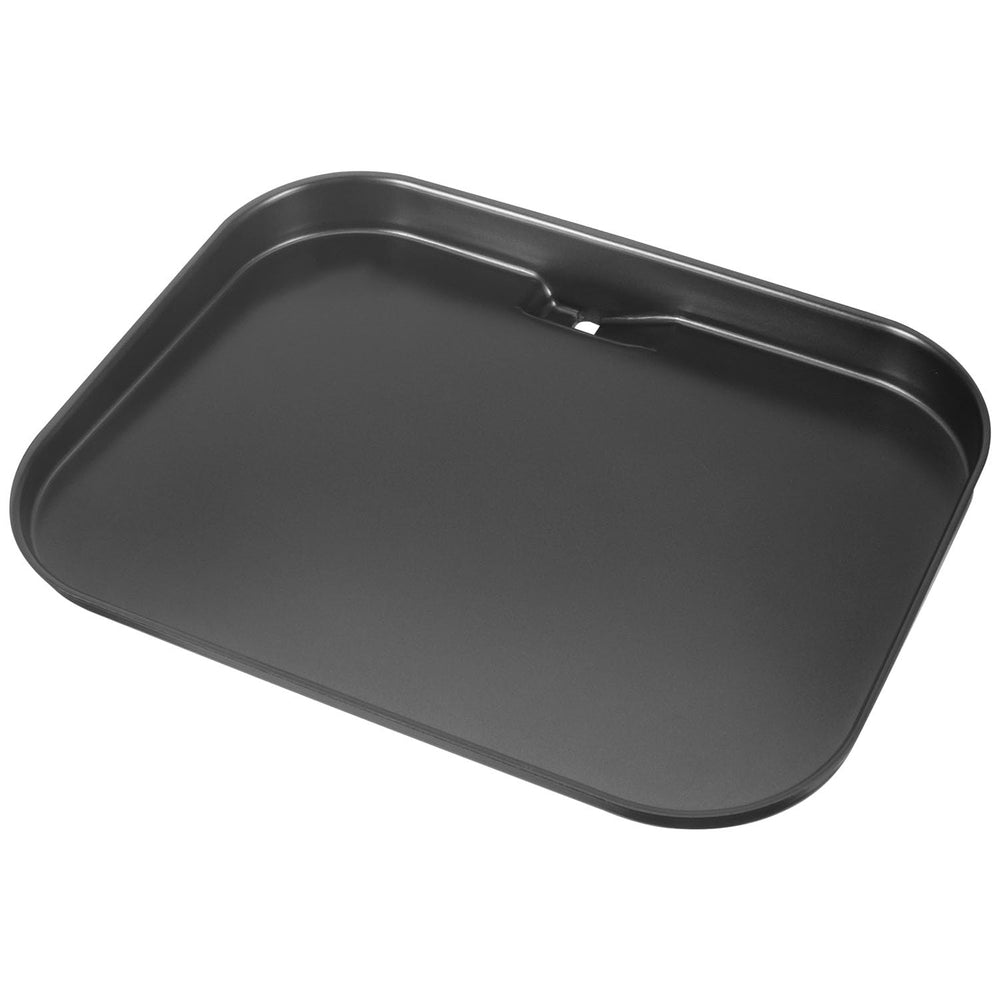 GLOWYE griddle front view showing flat top and snap-in fit for easy installation