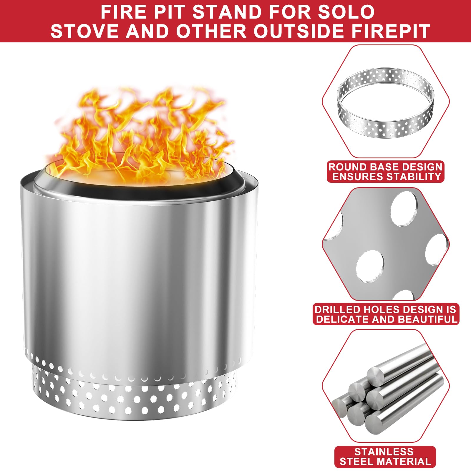 GLOWYE stand supporting Solo Stove Bonfire in use for better burn efficiency