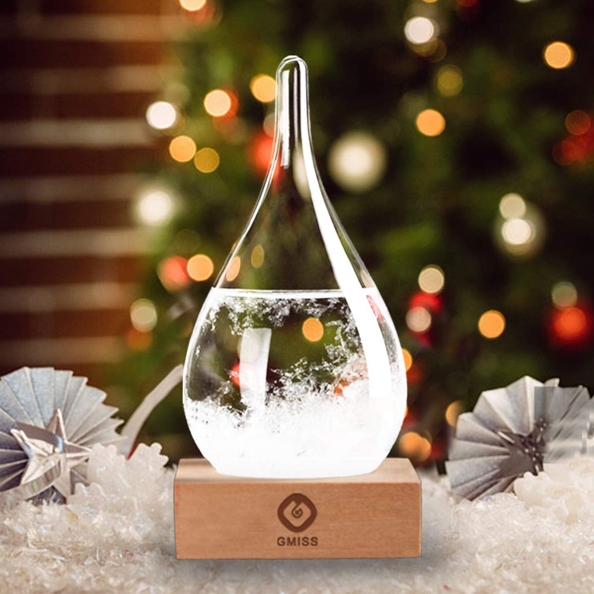 GM GMISS storm glass in holiday decor setting adding festive elegance and seasonal charm
