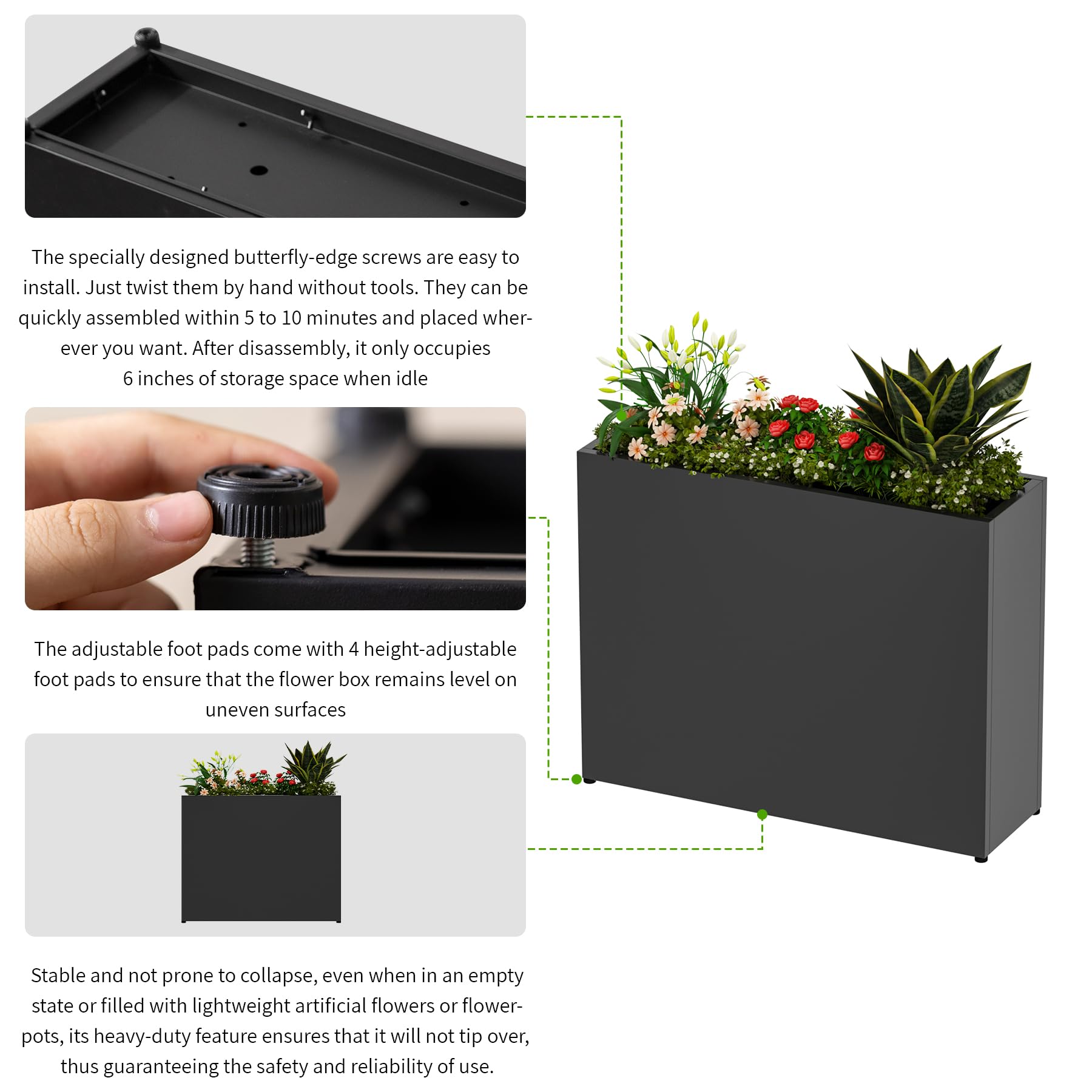 GMTALNBO removable divider plate interior view enabling customized soil zones