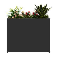 GMTALNBO front view of black raised planter box showing sturdy profile and curb appeal
