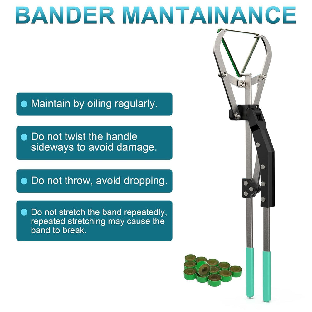 GmTonty bander in use on a calf tail demonstrating precise, controlled placement