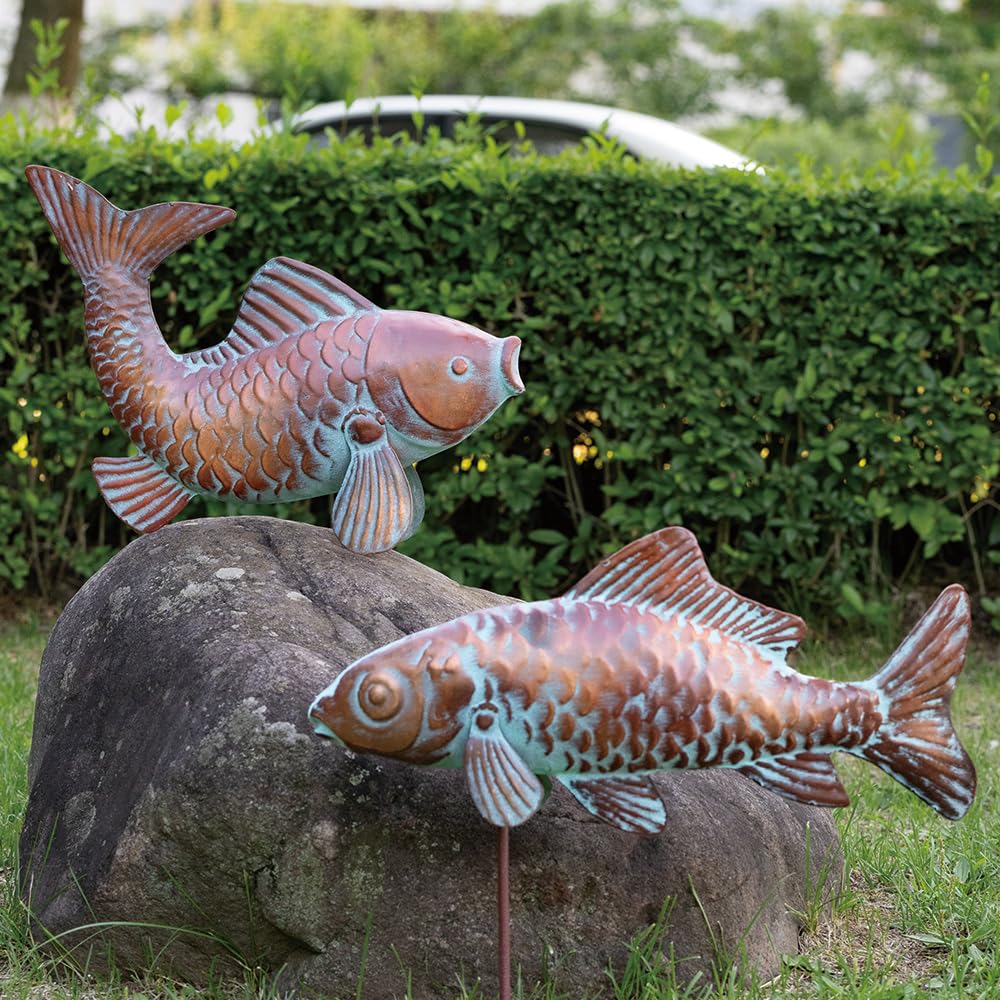 G/N koi pair placed in garden bed providing instant outdoor interest