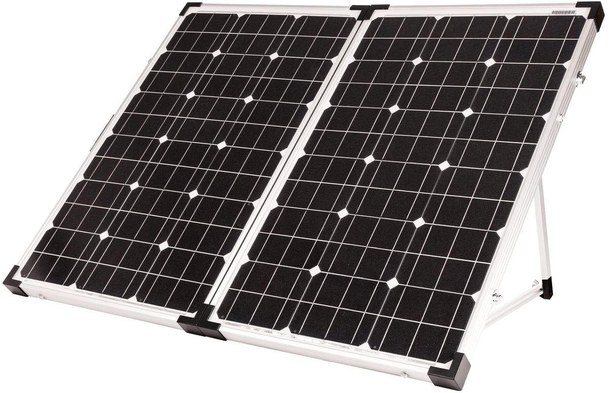 Go Power folding solar panel front view showing portability and quick setup benefit