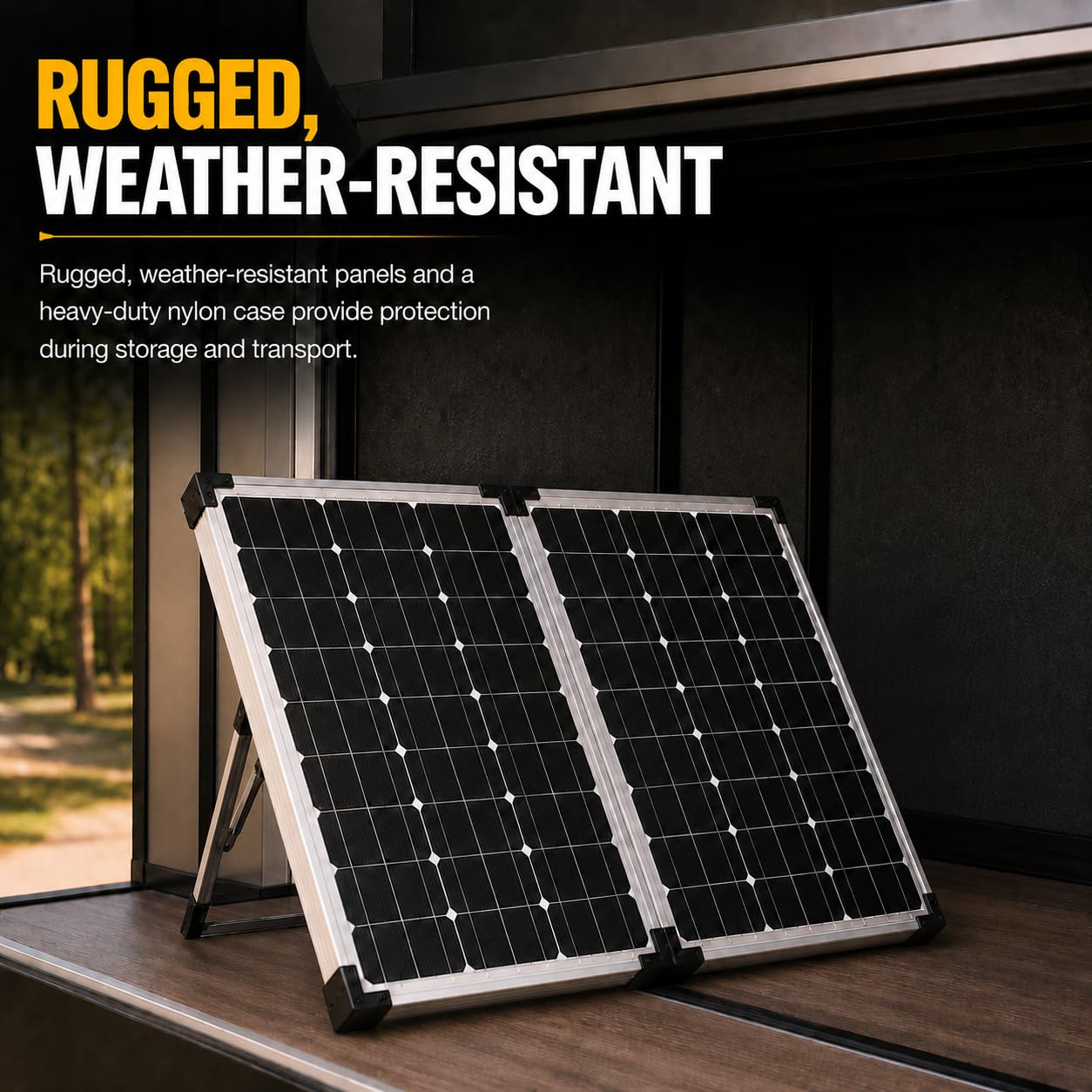 Go Power solar kit deployed beside RV at campsite providing off-grid power benefit