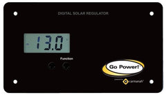 Go Power GP-PWM-30-UL mobile app display showing voltage amperage and battery percent