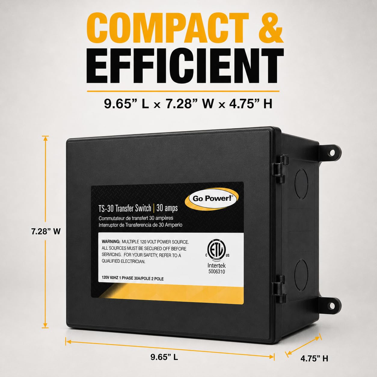 Go Power TS-30 close-up on switch mechanism demonstrating sturdy construction and reliable protection