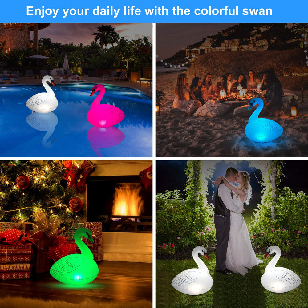 Goallim arreglo de cisnes en jardín durante fiesta creando ambiente acogedor