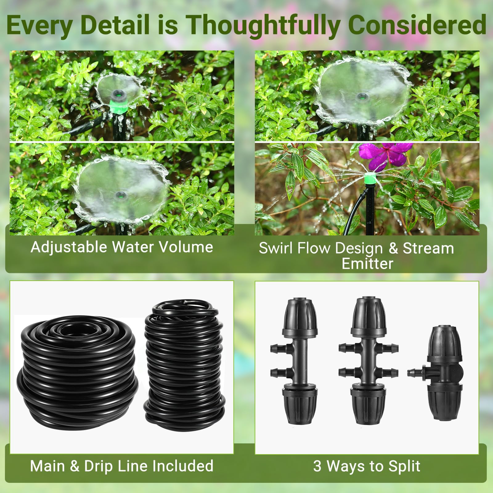 Gobelief dual-pressure emitter detail enabling adjustable seedling and root watering