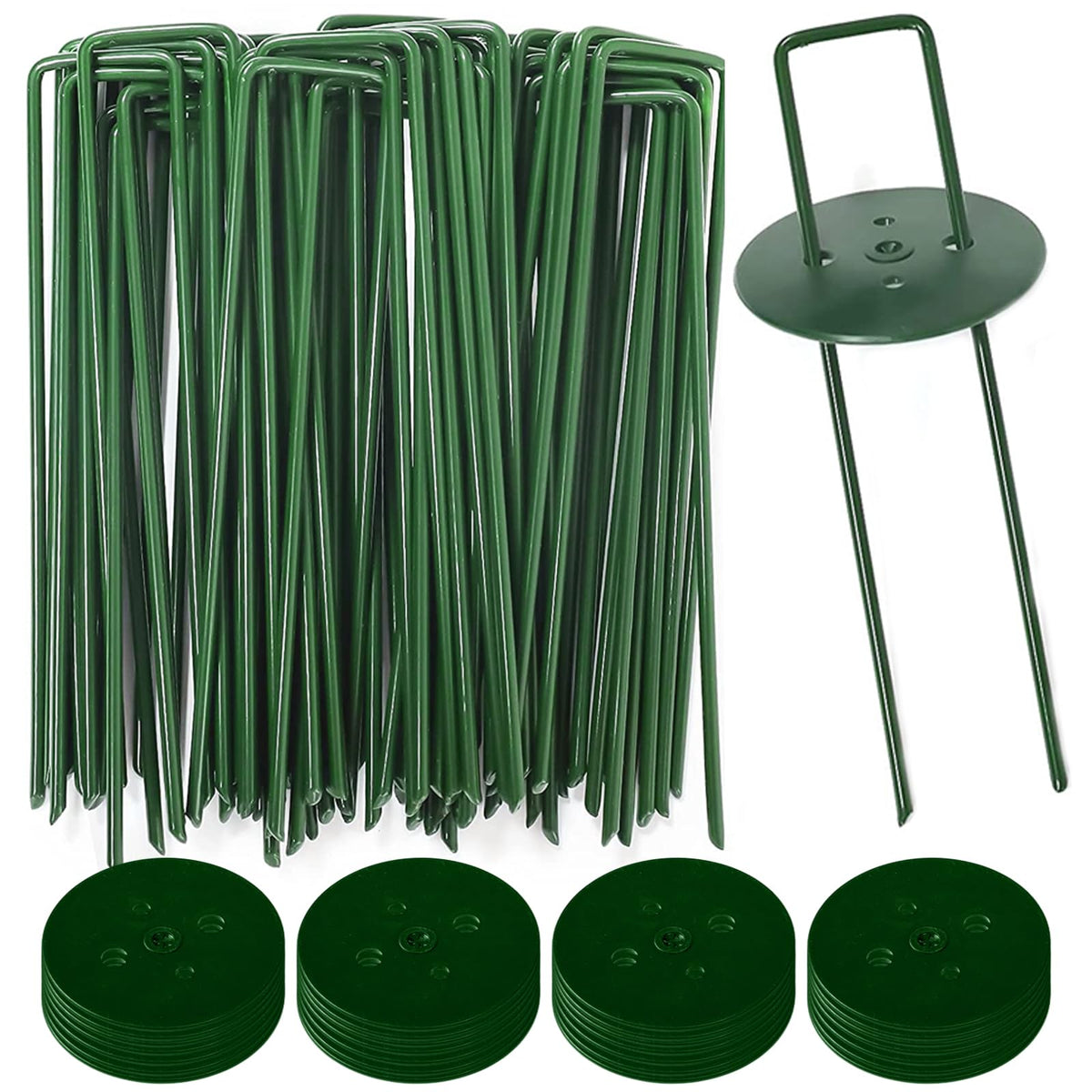 Goboloto front packaging showing 50 six inch staples and washers for durable anchoring