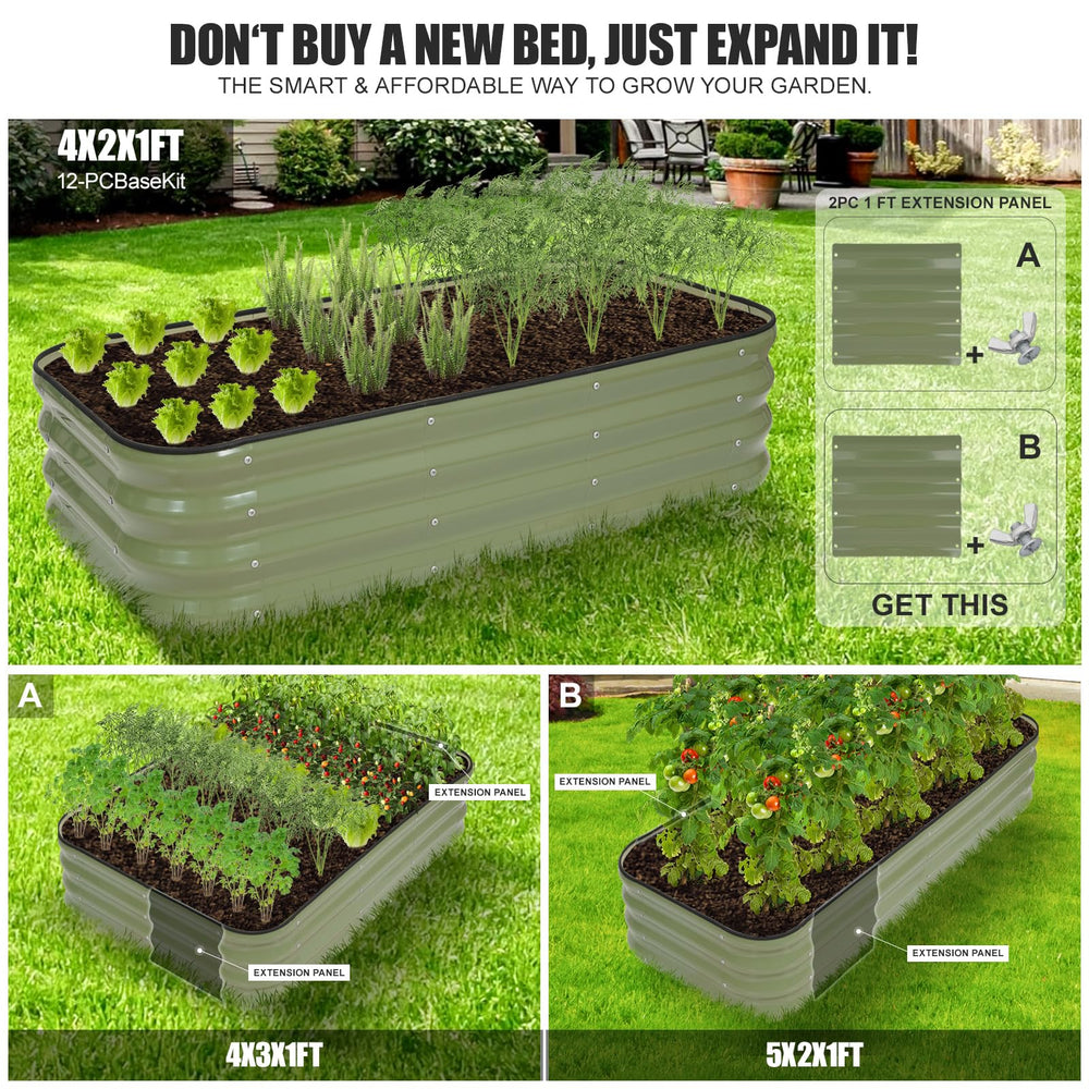 GoCampDirect raised beds in backyard lifestyle scene illustrating organized planting