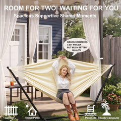 GOCAN hammock fabric close-up highlighting breathable poly-cotton texture and comfort