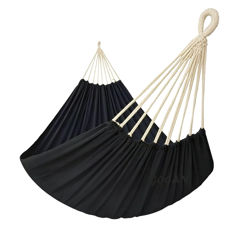 GOCAN hammock front view showing full bed and breathable cotton comfort