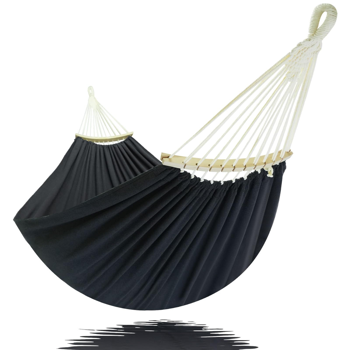 GOCAN hammock front view showing full bed and spreader bars, comfortable lounging