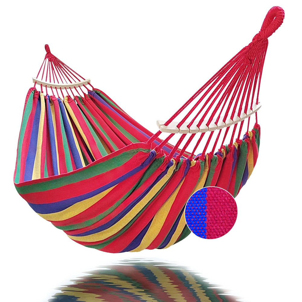 GOCAN front view of large 3XL hammock showing full bed and bars for comfortable lounging
