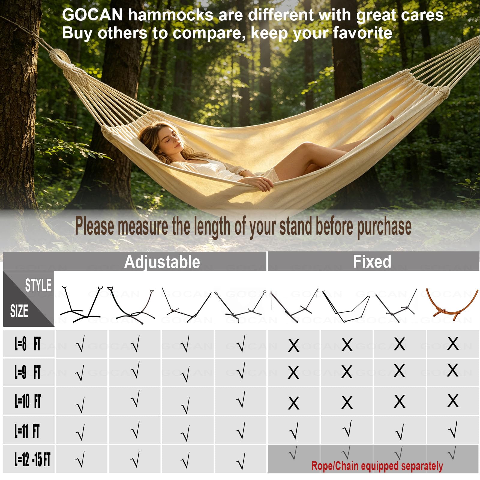 GOCAN hammock hung between trees in yard conveying outdoor leisure and versatility