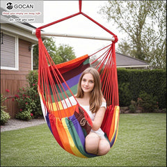 GOCAN hammock hanging on porch in use offering stable outdoor relaxation