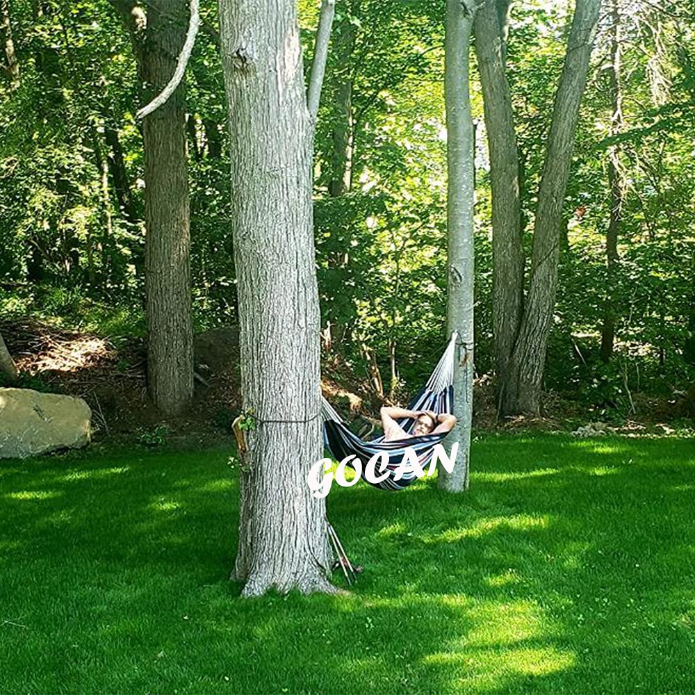GOCAN hammock hung on stand to demonstrate size and fit