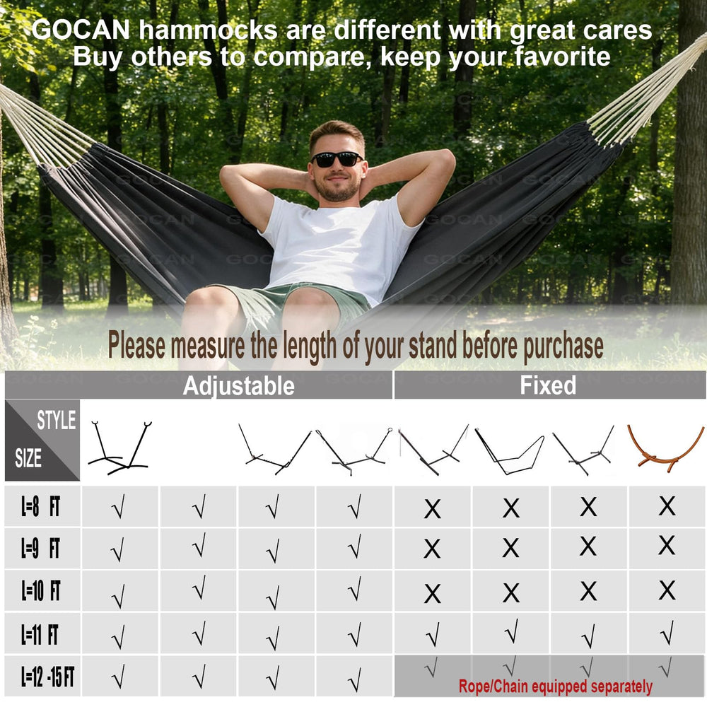 GOCAN hammock with two people for scale showing generous two-person fit