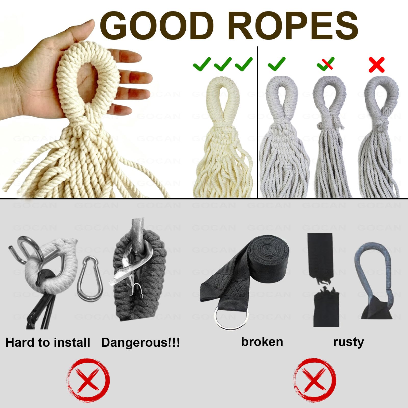 GOCAN hammock size comparison with measuring tape showing dimensions and scale