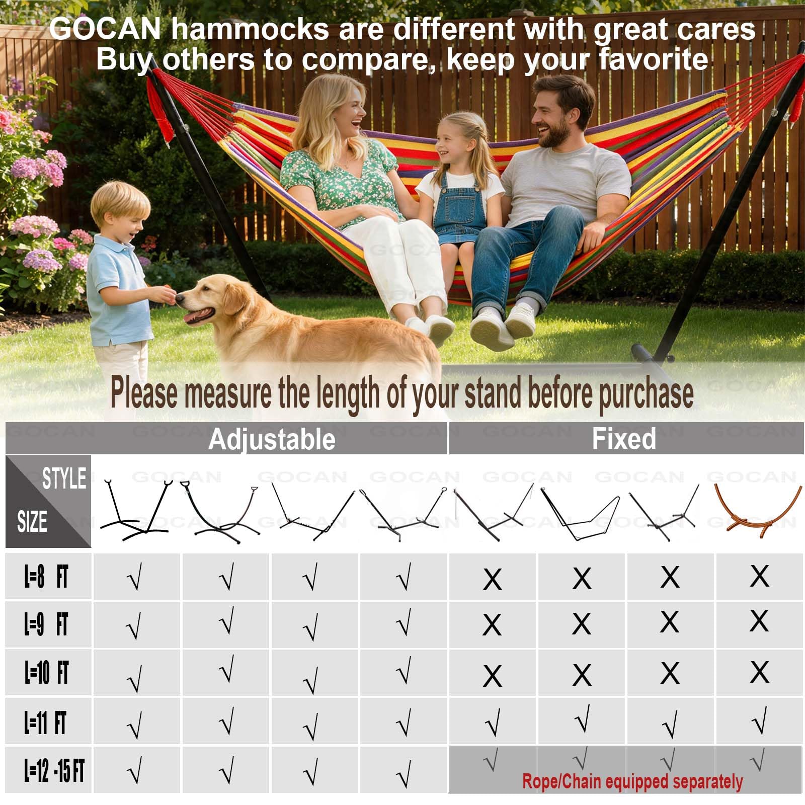 GOCAN hammock beside chair shows size comparison and generous capacity