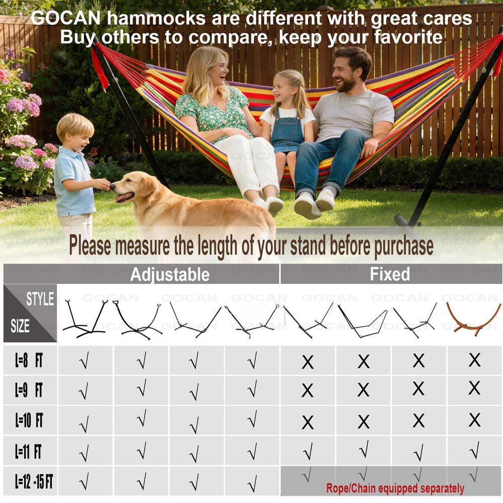 GOCAN hammock beside chair shows size comparison and generous capacity