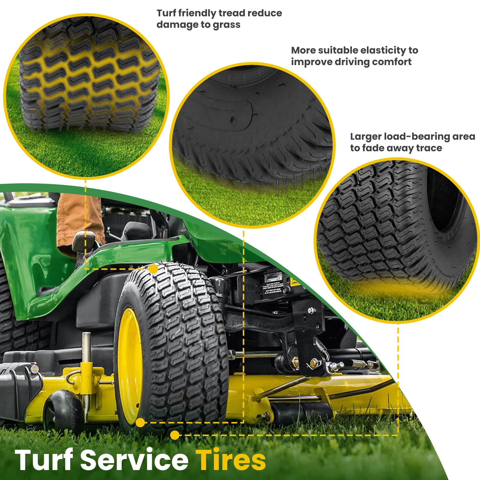 Godhop tire mounted on a zero-turn mower demonstrating improved traction and stability