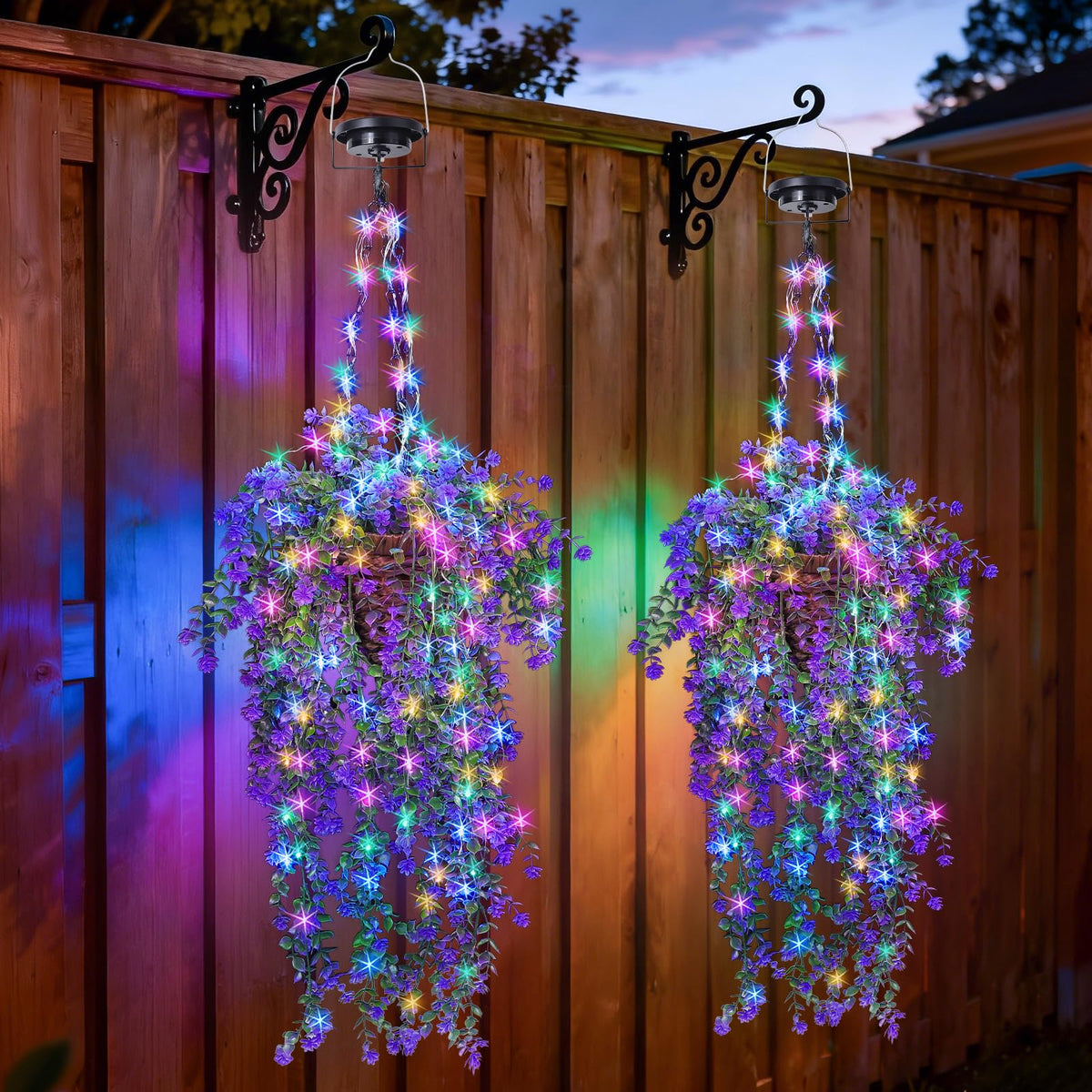 GOESWELL front view of two hanging baskets showing curb appeal