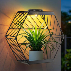 GOESWELL hexagon front view showcasing shelf and solar light for neat vertical displays