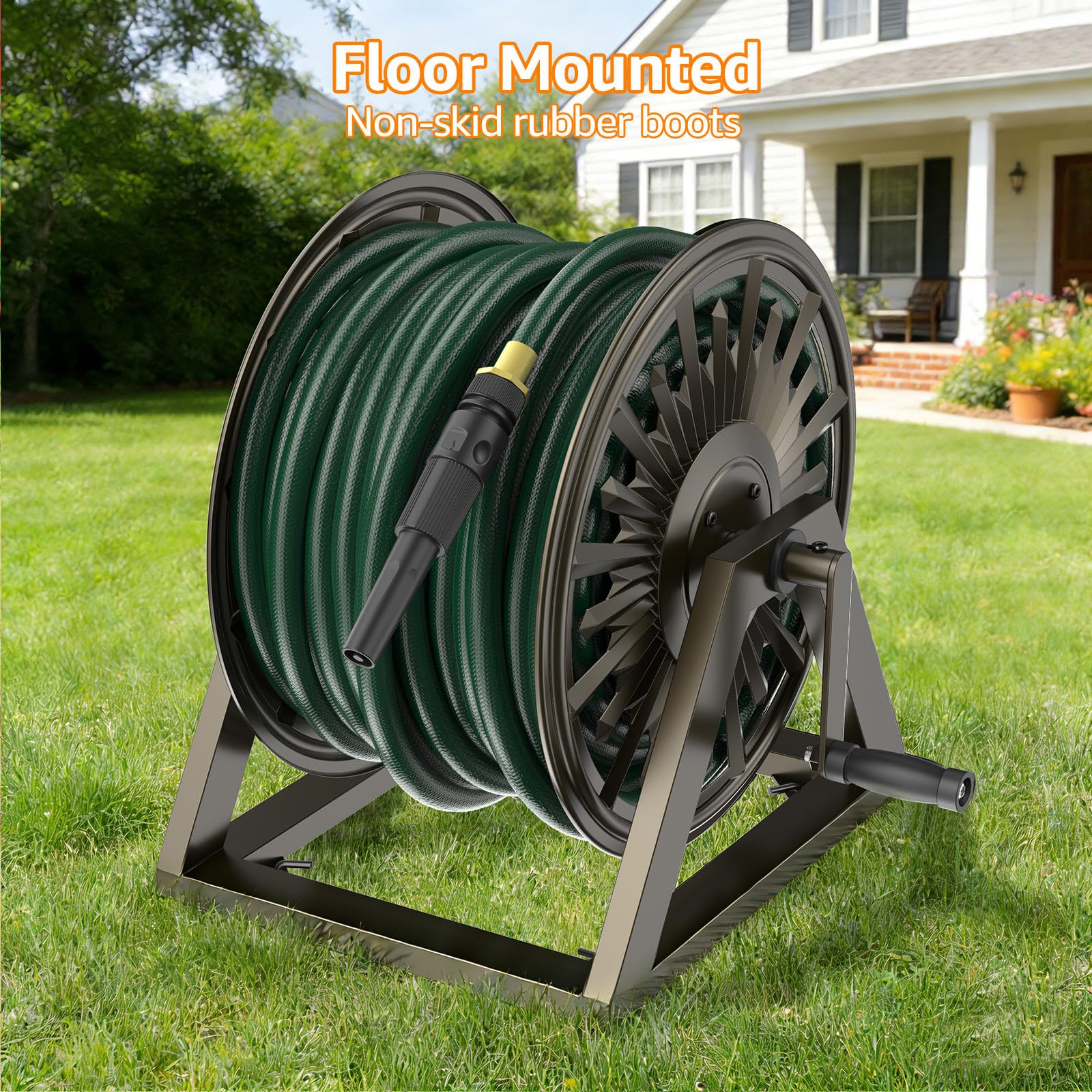 GOFORWILD capacity demo with 200 ft worth of 5/8" hose organized neatly