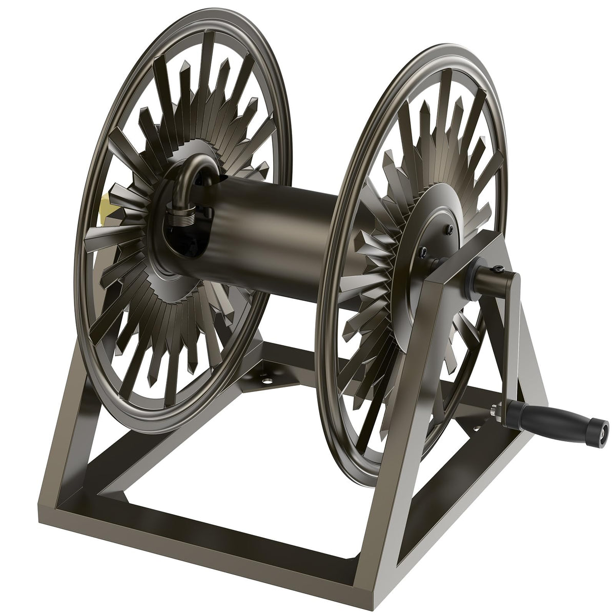 GOFORWILD front view wall-mounted reel showing tidy hose storage and durability