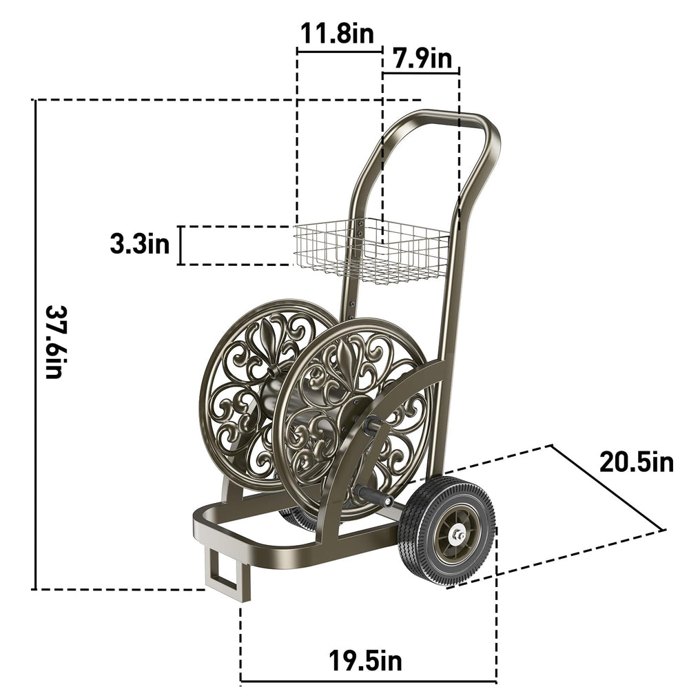 GOFORWILD cart beside coiled 200ft hose showing true capacity and scale