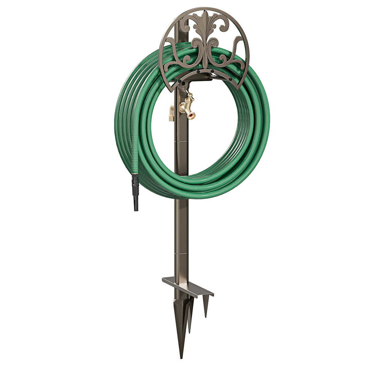 GOFORWILD hose stand front view shows tidy hose storage and easy access
