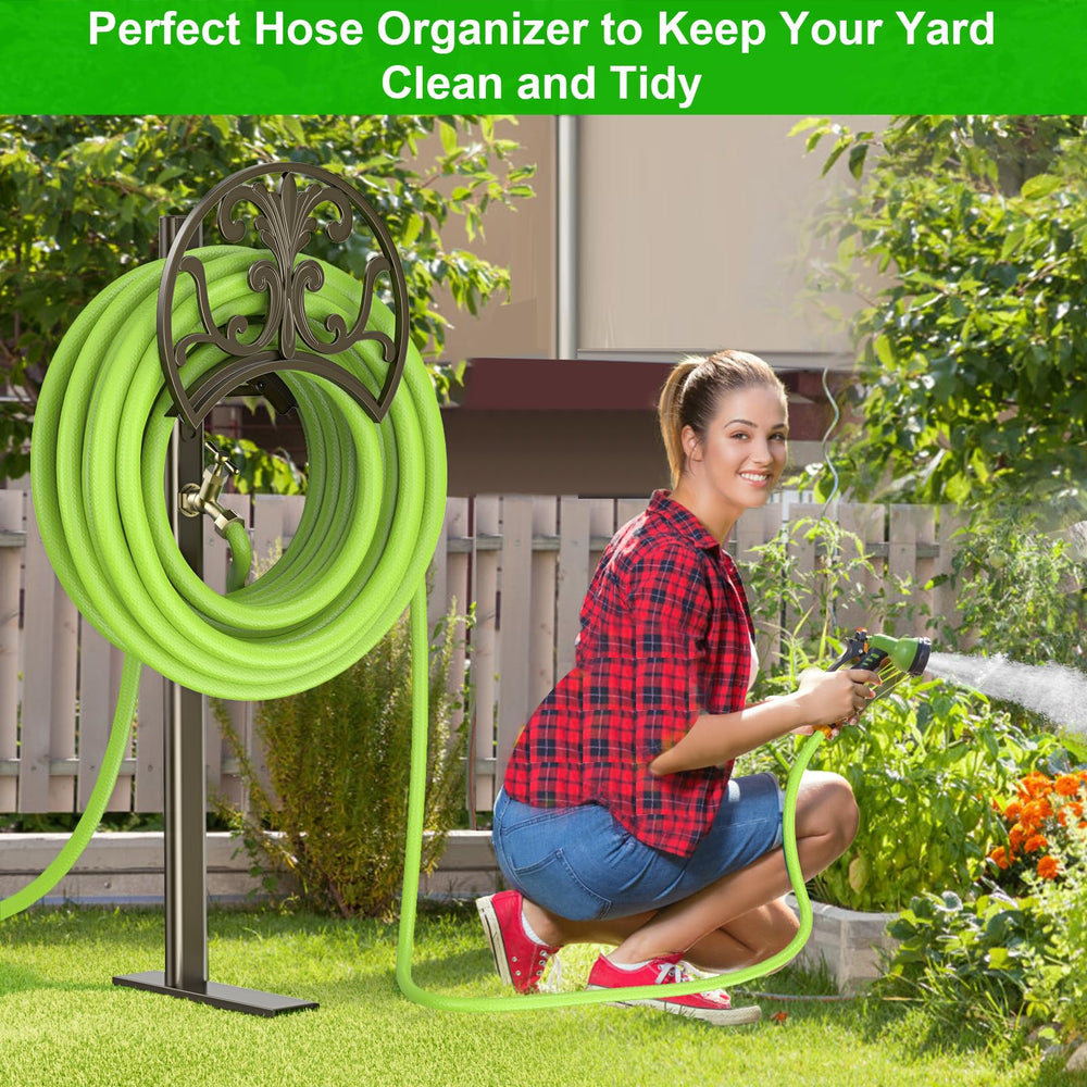 GOFORWILD hose stand in garden lifestyle scene improving curb appeal benefit