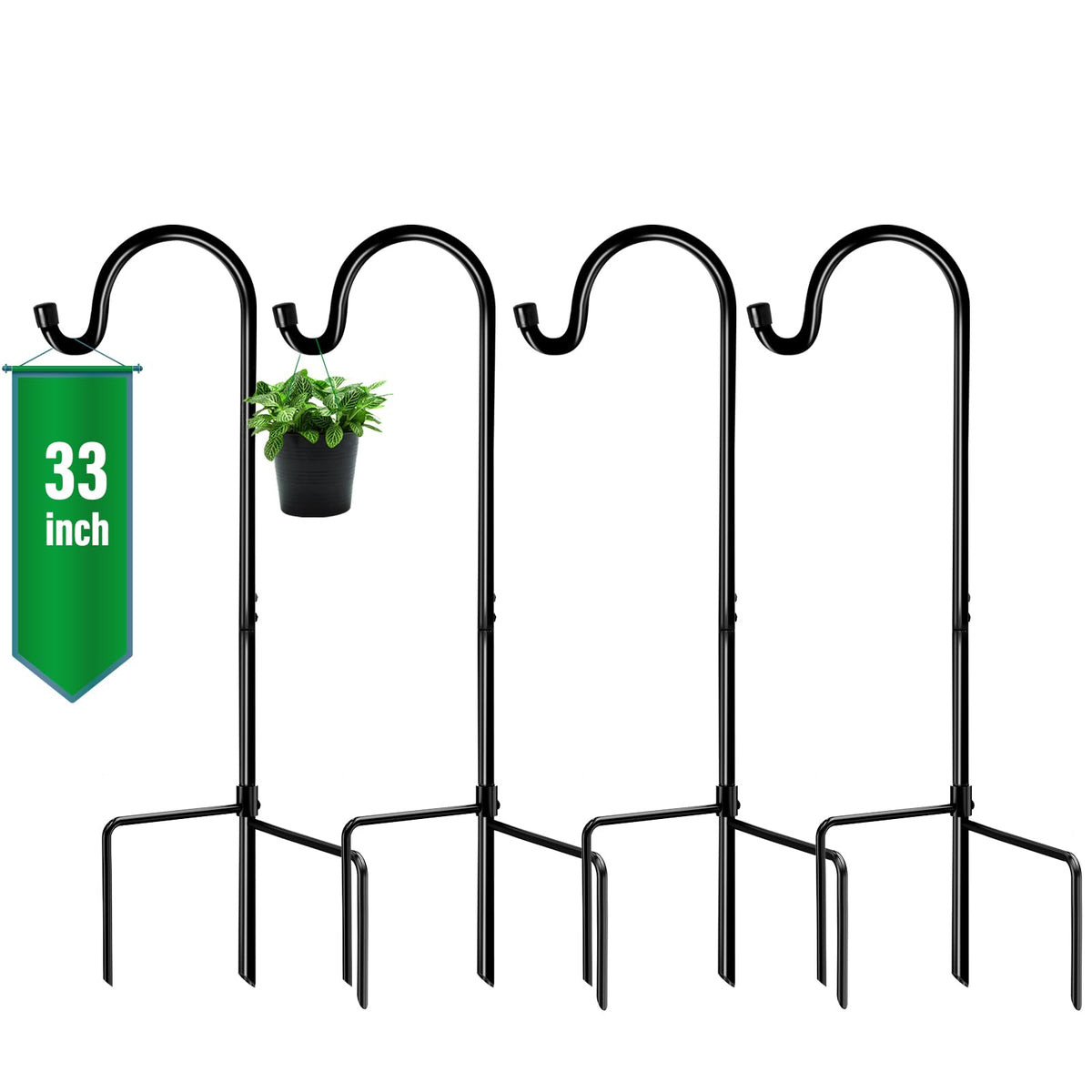 GOFORWILD shepherd hook front view shows sturdy design and curb appeal