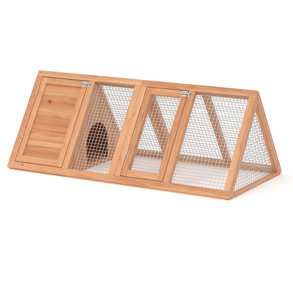 GOJOOASIS front view of A-frame coop showing compact footprint and curb appeal
