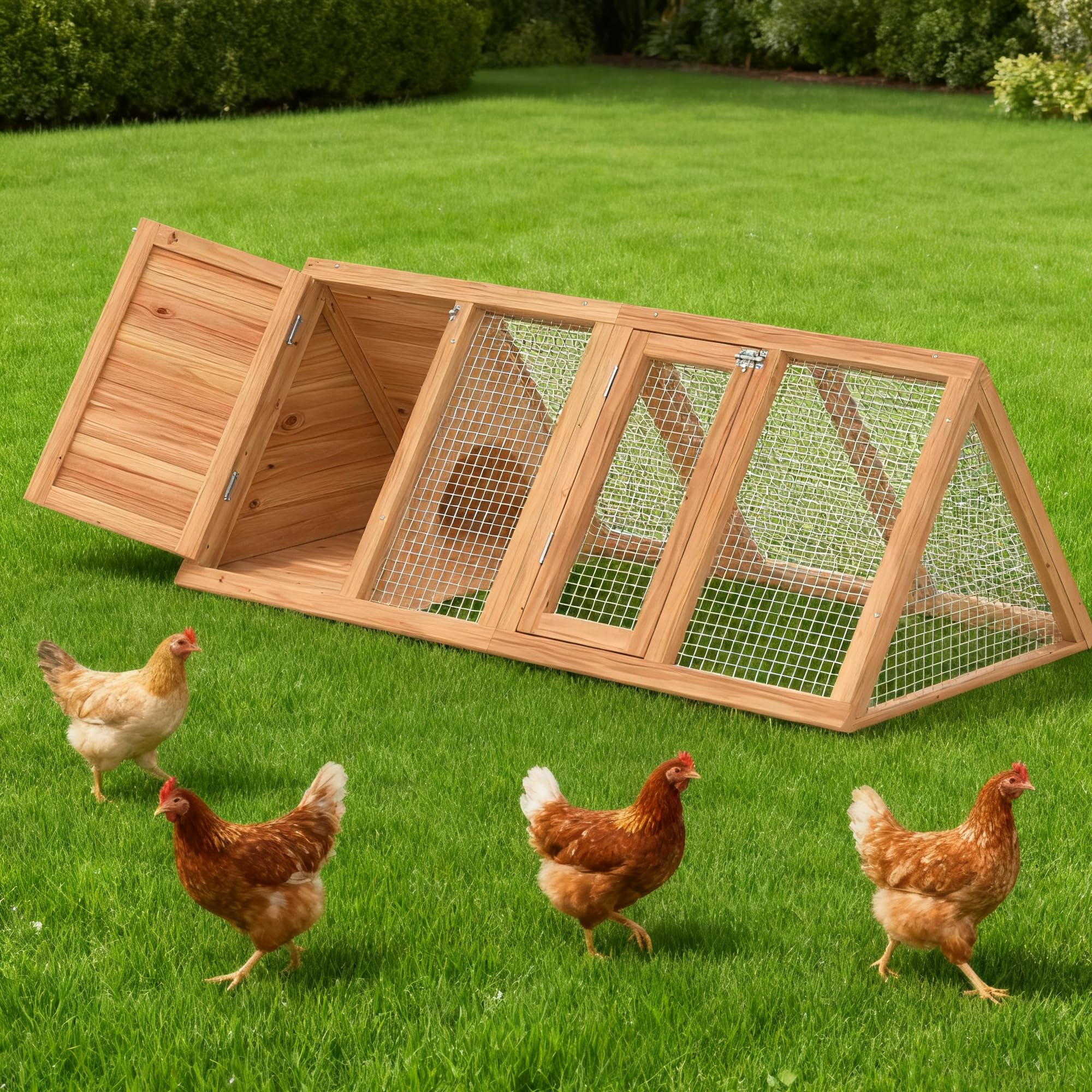 GOJOOASIS hutch in backyard lifestyle setting showing neat space-saving placement