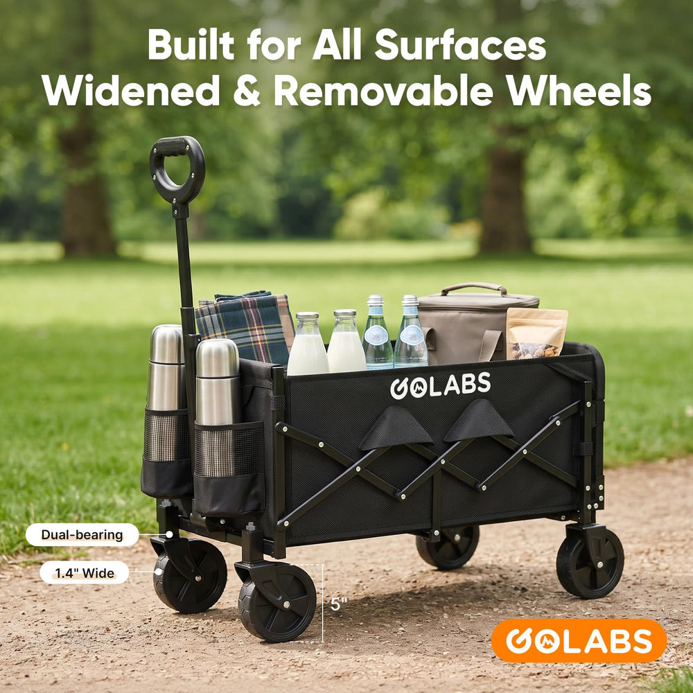 GOLABS WA1 telescoping handle and double-bearing steering showing easy maneuvering benefit