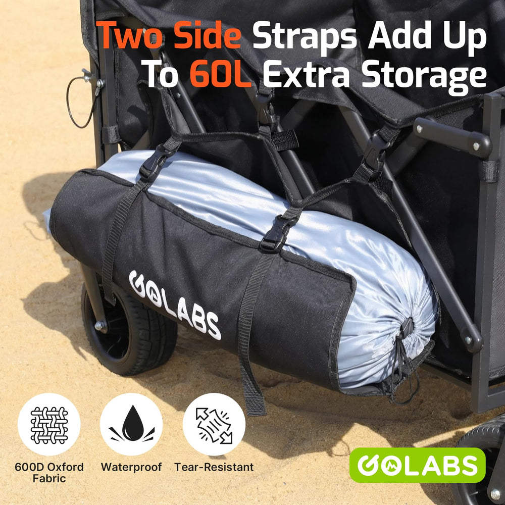 GOLABS loaded with gear illustrating 560 lb capacity for heavy-duty use