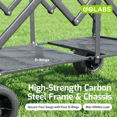 GOLABS close-up of 7x4 all-terrain wheel showing smooth rolling advantage