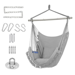 Gold Armour front view of gray hammock chair showing comfortable seating and durable design