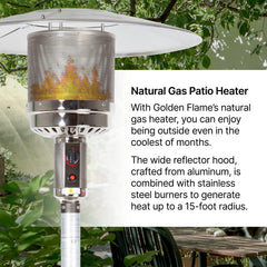 Golden Flame stainless-steel burner detail highlighting durable heat delivery