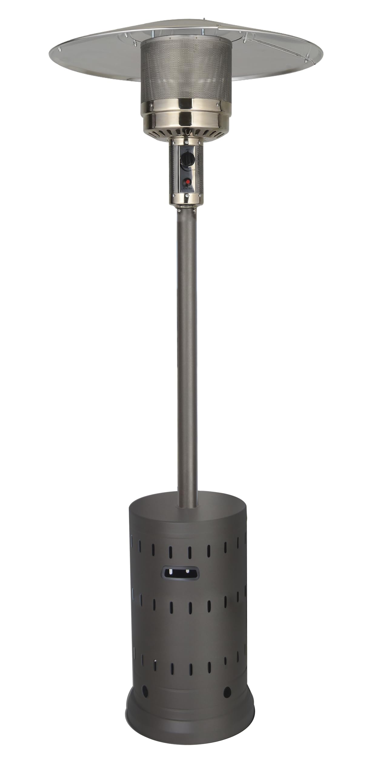 Golden Flame front view in matte mocha showing elegant outdoor warming