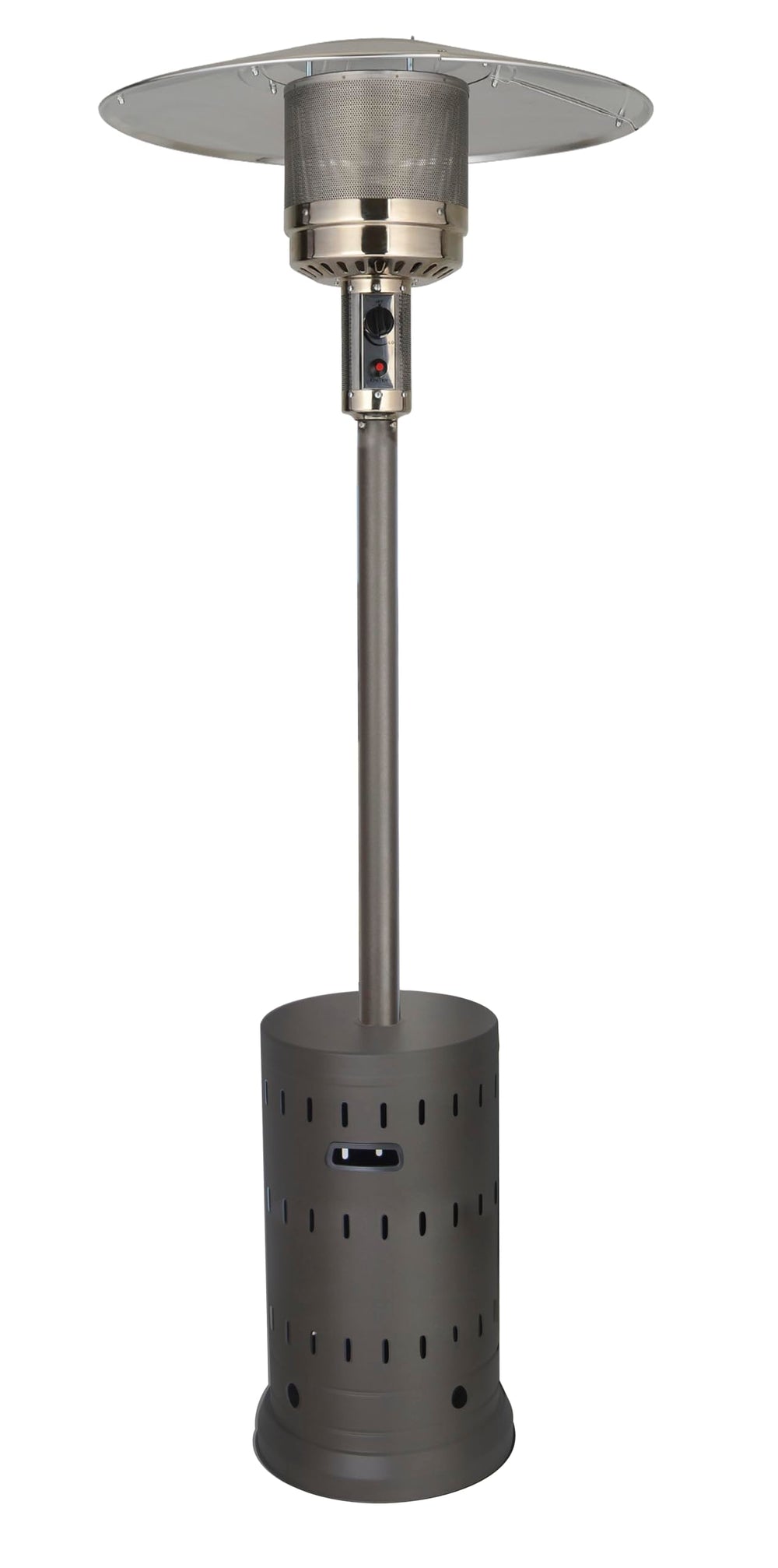 Golden Flame front view in matte mocha showing elegant outdoor warming