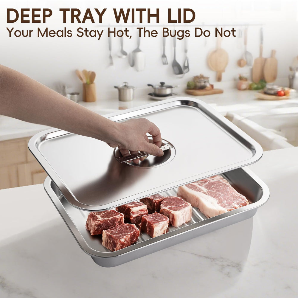 GOLDEN KEY lid covering trays to keep marinades protected and insect-free